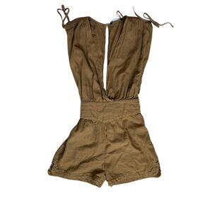 Zara Tan Jumpsuit with Tie Shoulders